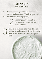 Hair Mask - REASONTOSHINE - SENSEOFREASONS The Reason to Shine Hair Mask is the perfect solution to deeply nourish your hair. Its natural formula, enriched with coconut, shea butter, olive oil, avocado oil, castor oil, grapeseed oil, thyme, spirulina, curry leaves, and honey, provides your hair with the essential nutrients to keep them healthy and give them a shiny and silky appearance.